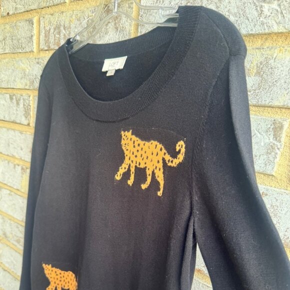 LOFT Long Sleeve Animal Leopard Print Crew Neck Pullover Sweater Women's Size M - Picture 6 of 7